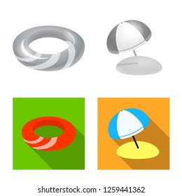 Vector design of equipment and swimming logo. Collection of equipment and activity vector icon for stock.