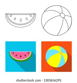 Vector design of equipment and swimming logo. Collection of equipment and activity stock symbol for web.