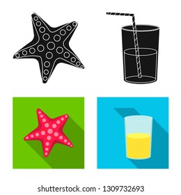 Vector design of equipment and swimming logo. Set of equipment and activity stock symbol for web.
