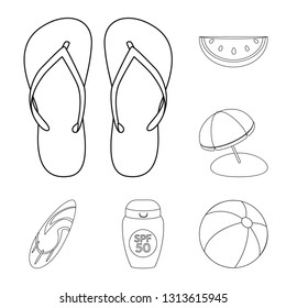 Vector design of equipment and swimming logo. Collection of equipment and activity vector icon for stock.