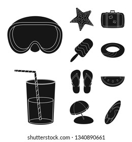Vector design of equipment and swimming logo. Collection of equipment and activity stock vector illustration.