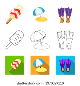 Vector design of equipment and swimming logo. Collection of equipment and activity vector icon for stock.