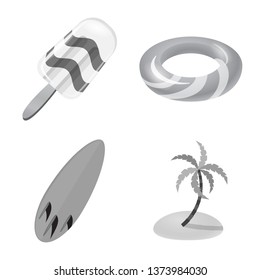 Vector design of equipment and swimming logo. Collection of equipment and activity stock symbol for web.