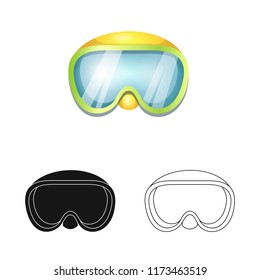 Vector design of equipment and swimming sign. Set of equipment and activity vector icon for stock.