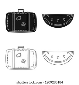 Vector design of equipment and swimming sign. Set of equipment and activity stock vector illustration.