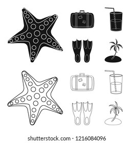 Vector design of equipment and swimming sign. Set of equipment and activity vector icon for stock.