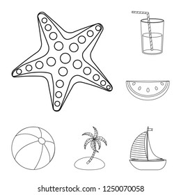 Vector design of equipment and swimming sign. Collection of equipment and activity vector illustration.