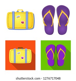 Vector design of equipment and swimming sign. Collection of equipment and activity stock vector illustration.