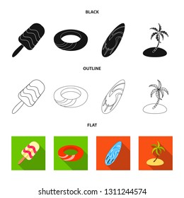 Vector design of equipment and swimming sign. Collection of equipment and activity vector icon for stock.