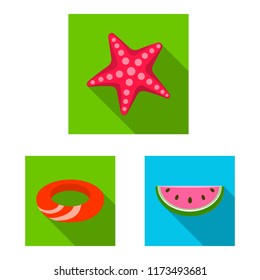Vector design of equipment and swimming symbol. Collection of equipment and activity vector icon for stock.