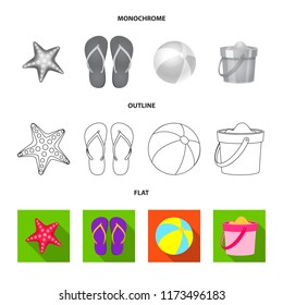 Vector design of equipment and swimming symbol. Set of equipment and activity stock symbol for web.