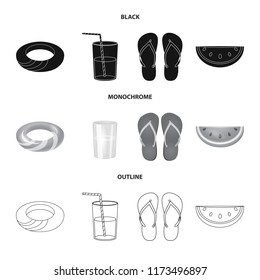 Vector design of equipment and swimming symbol. Set of equipment and activity vector icon for stock.
