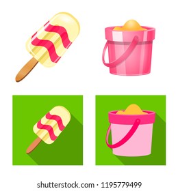 Vector design of equipment and swimming symbol. Set of equipment and activity stock symbol for web.