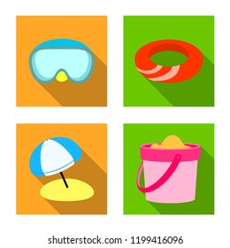 Vector design of equipment and swimming symbol. Set of equipment and activity vector icon for stock.