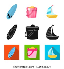 Vector design of equipment and swimming symbol. Set of equipment and activity vector icon for stock.
