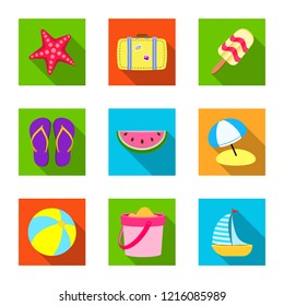 Vector design of equipment and swimming symbol. Set of equipment and activity stock symbol for web.