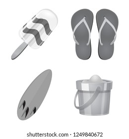 Vector design of equipment and swimming symbol. Set of equipment and activity stock symbol for web.