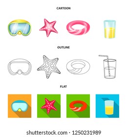 Vector design of equipment and swimming symbol. Set of equipment and activity vector icon.