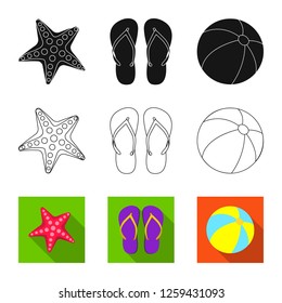 Vector design of equipment and swimming symbol. Set of equipment and activity stock symbol for web.