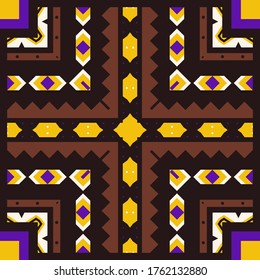 Vector design with ethnic ornament for scarf, carpet and other textiles. Tribal background with traditional folk motifs.