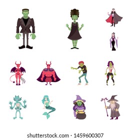 Vector design of evil and halloween symbol. Collection of evil and phantom stock vector illustration.