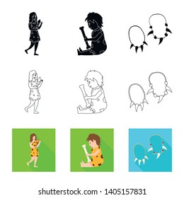 Vector design of evolution and neolithic sign. Collection of evolution and primeval vector icon for stock.