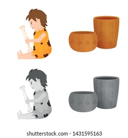 Vector design of evolution and neolithic sign. Set of evolution and primeval vector icon for stock.