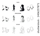 Vector design of evolution and neolithic symbol. Collection of evolution and primeval stock vector illustration.