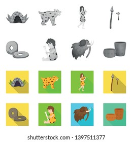 Vector design  evolution and neolithic symbol. Set  evolution and primeval stock symbol for web.