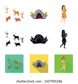 Vector design of evolution and neolithic symbol. Collection of evolution and primeval stock vector illustration.