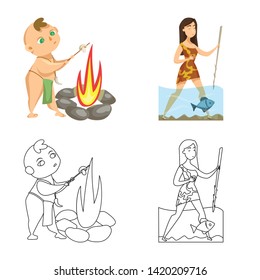 Vector design of evolution  and prehistory icon. Collection of evolution  and development  vector icon for stock.