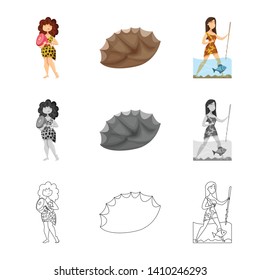 Vector design of evolution  and prehistory logo. Collection of evolution  and development  stock symbol for web.