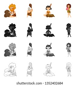 Vector design of evolution  and prehistory sign. Set of evolution  and development  vector icon for stock.