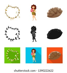 Vector design of evolution  and prehistory sign. Collection of evolution  and development  stock symbol for web.