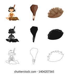 Vector design of evolution  and prehistory sign. Collection of evolution  and development  vector icon for stock.