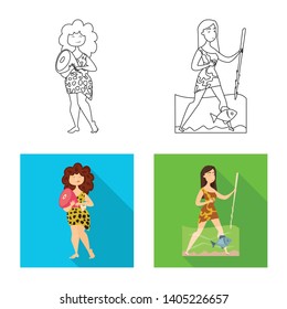 Vector design of evolution  and prehistory sign. Set of evolution  and development  vector icon for stock.