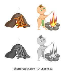 Vector design of evolution  and prehistory sign. Collection of evolution  and development  vector icon for stock.