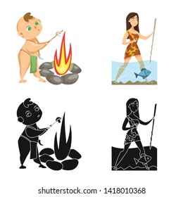 Vector design of evolution  and prehistory sign. Set of evolution  and development  vector icon for stock.