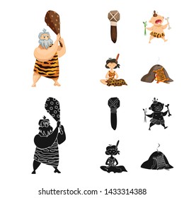 Vector design of evolution and prehistory sign. Collection of evolution and development stock vector illustration.