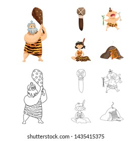 Vector design of evolution and prehistory sign. Collection of evolution and development stock symbol for web.