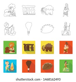 Vector design of evolution and prehistory sign. Collection of evolution and development stock symbol for web.