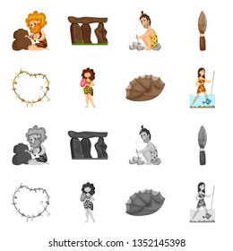 Vector design of evolution  and prehistory symbol. Collection of evolution  and development  stock symbol for web.