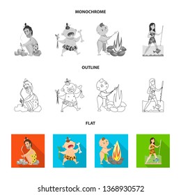 Vector design of evolution  and prehistory symbol. Set of evolution  and development  vector icon for stock.