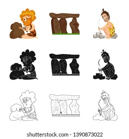 Vector design of evolution  and prehistory symbol. Collection of evolution  and development  stock symbol for web.