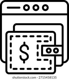 Estilo del icono de la billetera electrónica del diseño del Vector