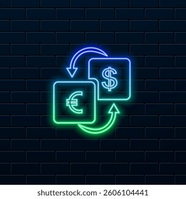 Vector design exchange rate icon style. neon style.Currency Converter icon..