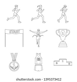 Vector design of exercise and sprinter  icon. Set of exercise and marathon stock symbol for web.