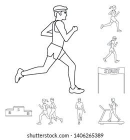 Vector design of exercise and sprinter  icon. Set of exercise and marathon stock symbol for web.