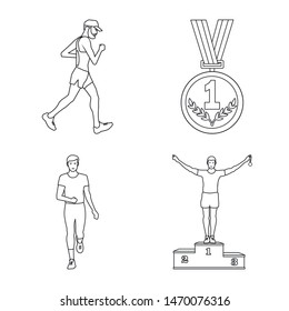 Vector design of exercise and sprinter icon. Set of exercise and marathon stock symbol for web.