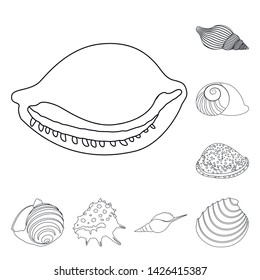 Vector design of exotic and seafood sign. Collection of exotic and aquatic vector icon for stock.